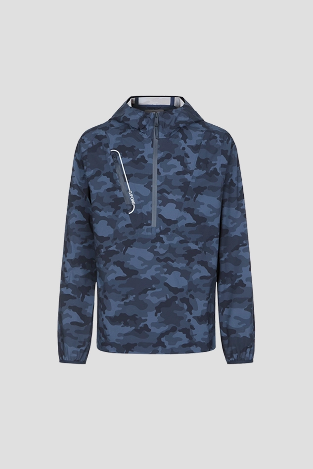 CAMO TECH HOODED PULLOVER MEN-NAVY