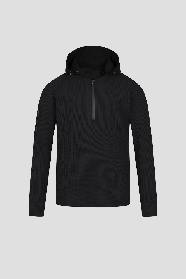 MEN AIRWAFFLE HODDIE T SHIRT-BLACK