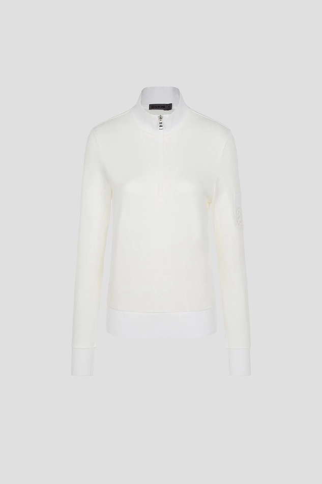 LOGO HALFZIP T SHIRT WOMEN-WHITE