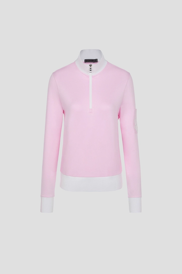 LOGO HALFZIP T SHIRT WOMEN-PINK