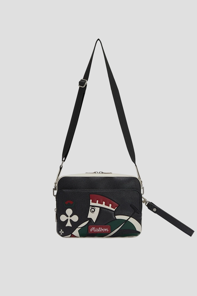 MALBON KING CARD CROSS CLUTCH-BLACK