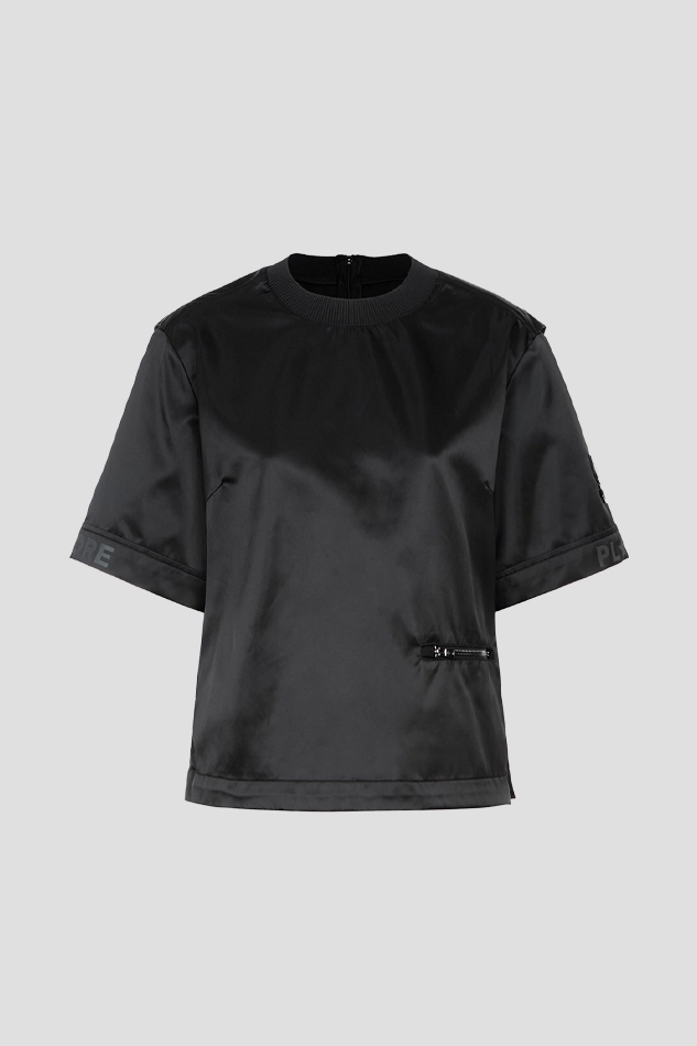 WOVEN CREWNECK TEE WOMEN-BLACK