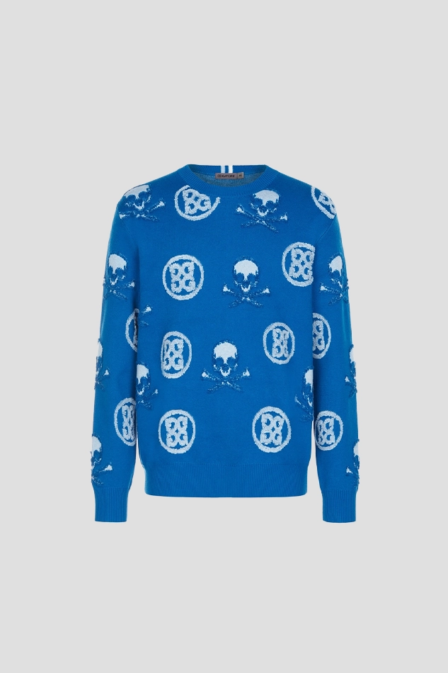 JACQUARD CREWNECK SWEATER MEN-BLUE