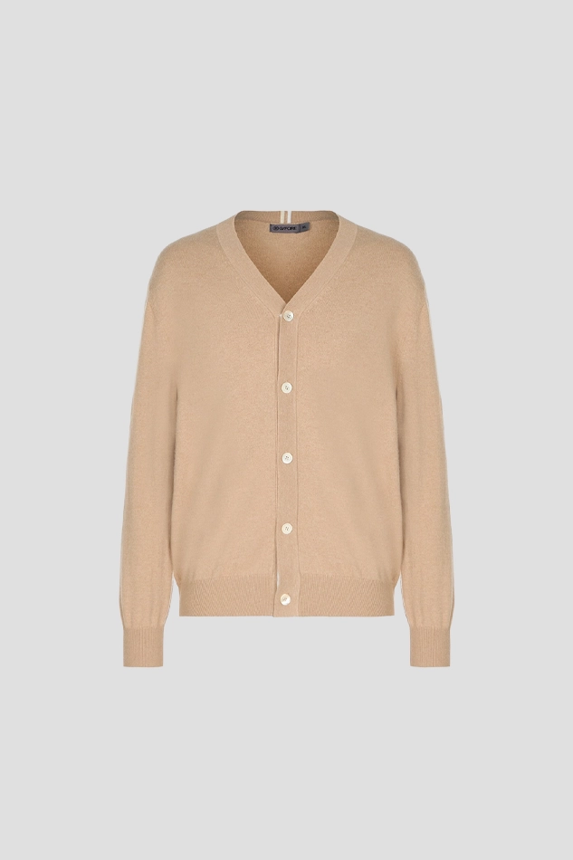 ESSENTIAL CASHMERE CARDIGAN MEN-KHAKI