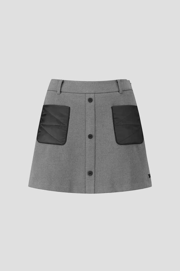 WOMEN WINTER QUILTING POINT SKIRT-GRAY