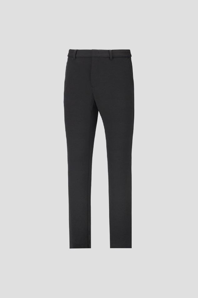 WARM TAPERED FIT PANTS-BLACK
