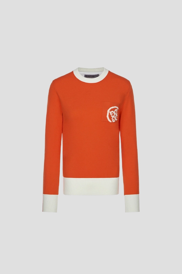 WINDPROOF CREWNECK SWEATER WOMEN-ORANGE