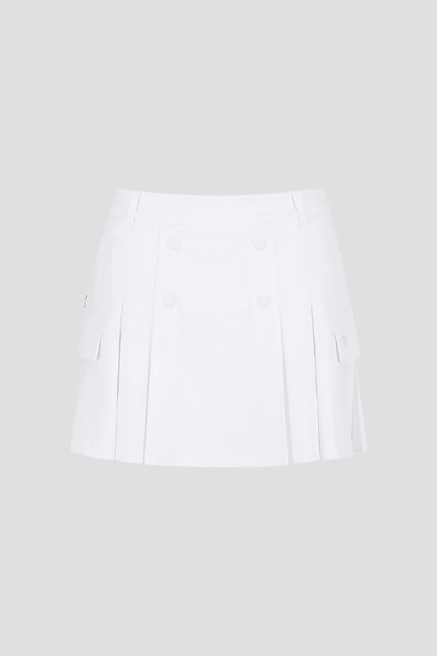 WOMENS BACK BANDING CULOTTE SKIRT-WHITE