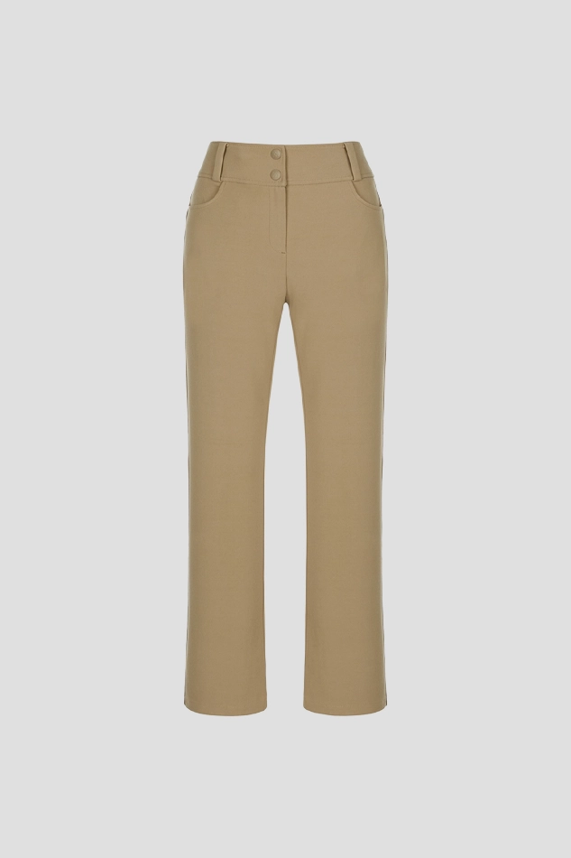 SIDE LOGO SEMI BOOTCUT PANT WOMEN-KHAKI