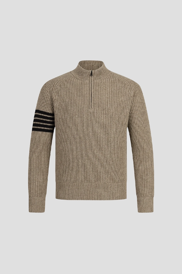 MEN GHOST CASUAL ZIP UP SWEATER-BEIGE