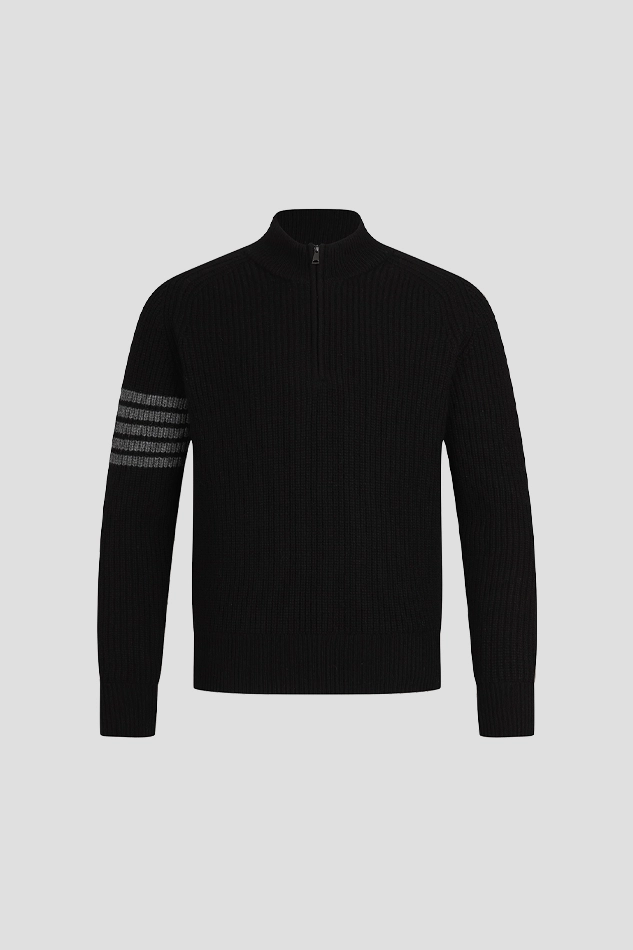 MEN GHOST CASUAL ZIP UP SWEATER-BLACK