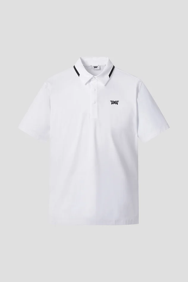 SUMMER LINE POINT PERFORATED COLLAR SHORT-SLEEVE