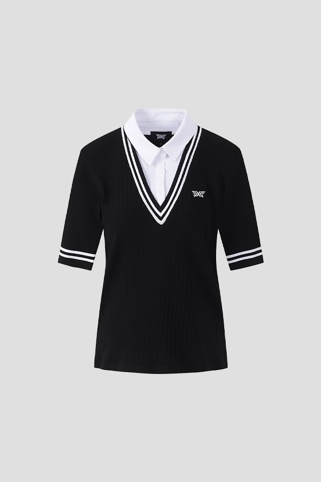 WOMENS SUMMER NEW SILHOUETTE SHORT SLEEVE SWEATER-BLACK