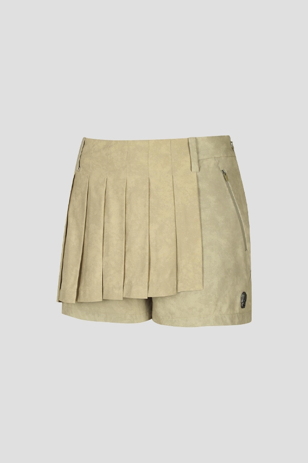 WOMEN AERO FIT SMOG PLEATS CULOTTE-KHAKI