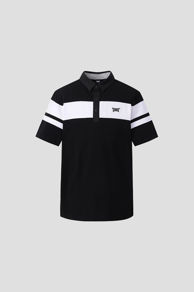 SUMMER KNIT HYBRID COLLAR SHORT-SLEEVE-BLACK