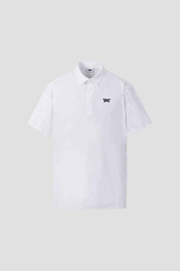 SUMMER PATTERN POINT COLLAR SHORT-SLEEVE-WHITE