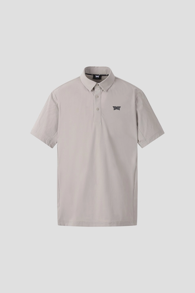 SUMMER PATTERN POINT COLLAR SHORT-SLEEVE-BEIGE