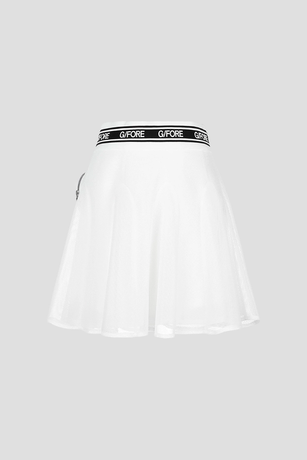 FLARED MESH SKIRT WOMEN-WHITE