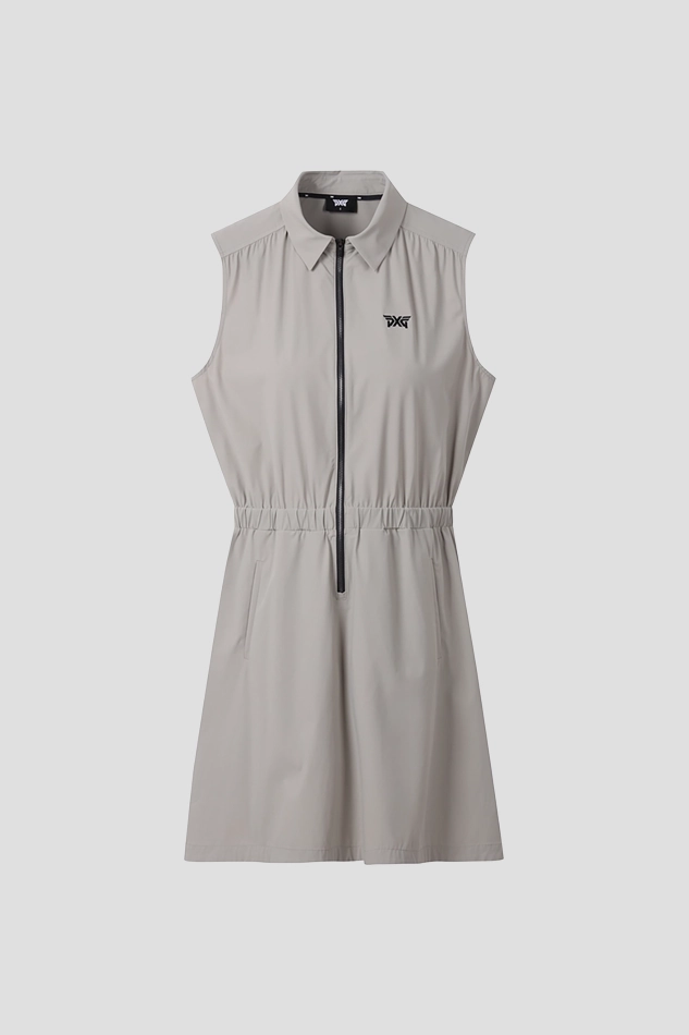 WOMENS SUMMER COLLARED ONE PIECE-BEIGE