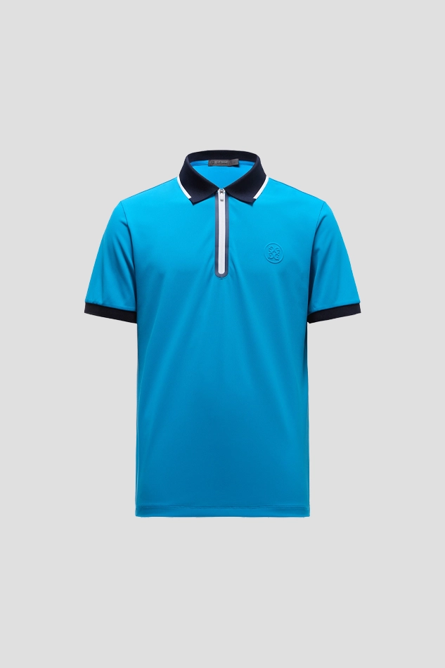 HALF ZIP POLO MEN-BLUE