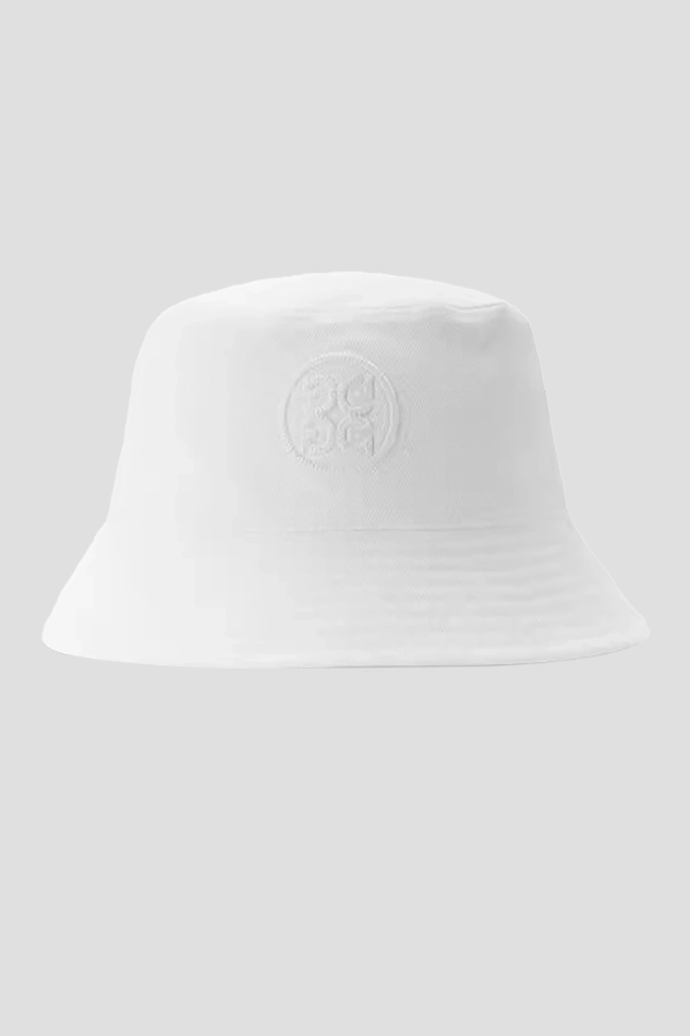 EMBROIDERED BASIC LOGO BUCKET HAT-WHITE