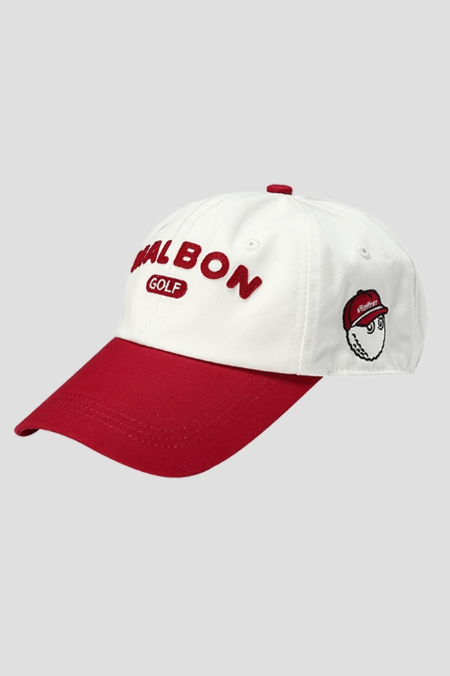 FABRIC TEXT PATCH LOGO TWO TONE BASEBALL CAP-RED