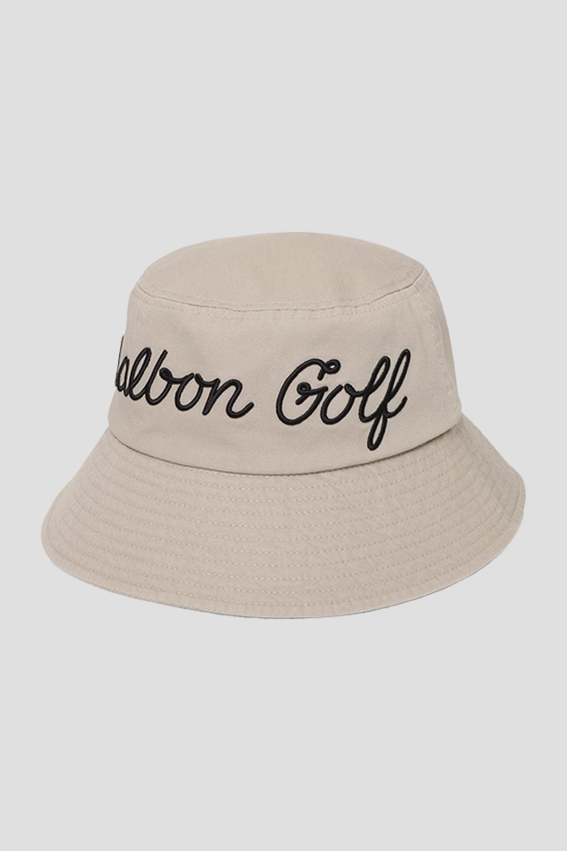 BASIC LETTERING BUCKET HAT-BEIGE