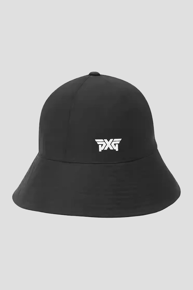 BEIGE EMBROIDERED LOGO BUCKET HAT-BLACK