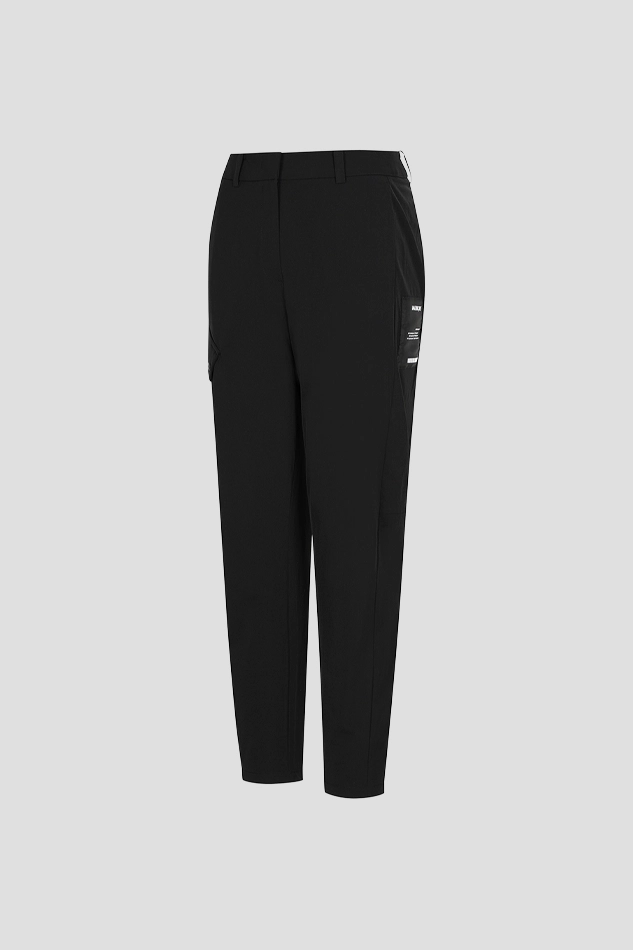 WOMEN GE2 UTILITY POCKET TAPERED PANTS-BLACK