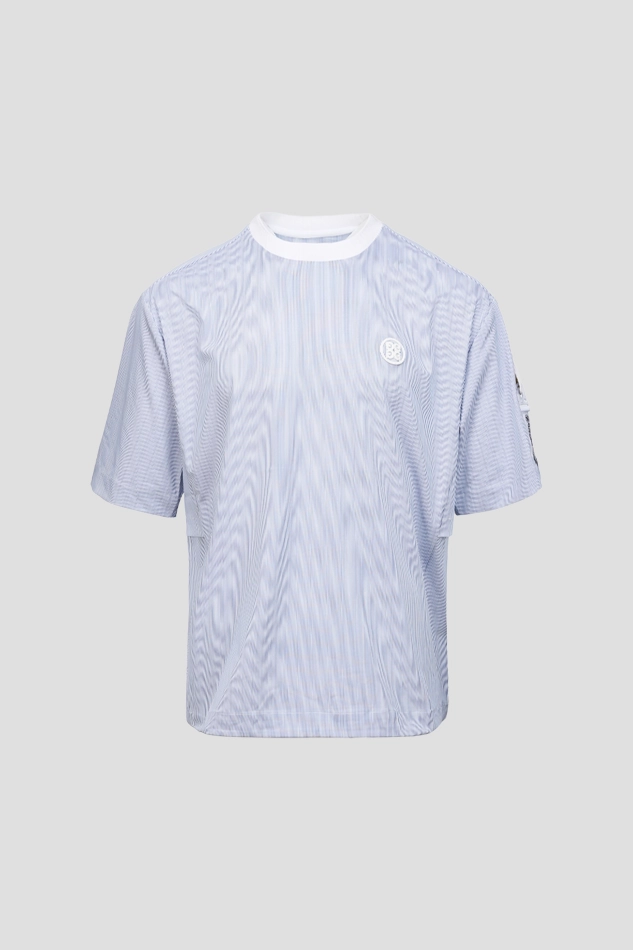 SEERSUCKER ROUND T SHIRTS MEN-BLUE