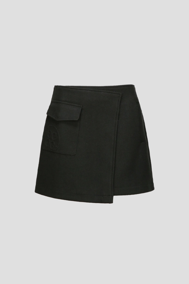 WOOL SKIRT WOMEN-BLACK