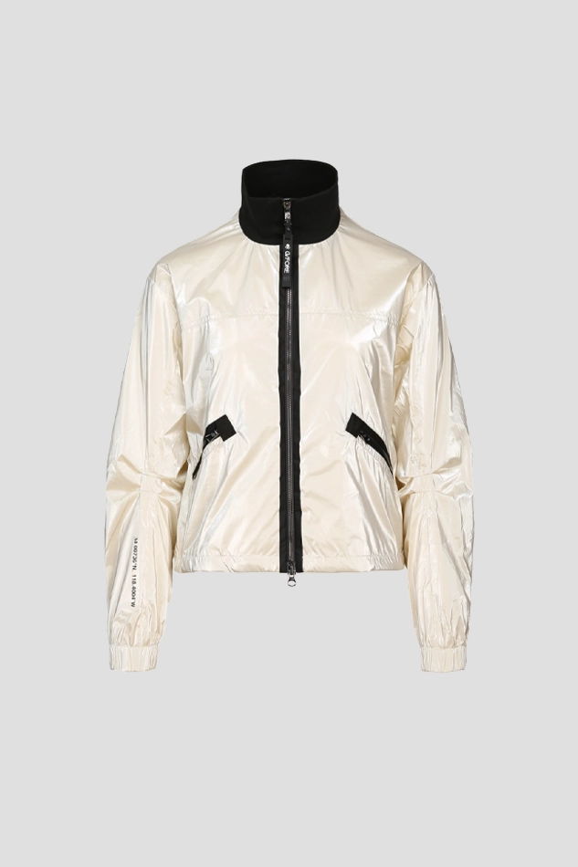 METAL GLOSSY FULL ZIP JACKET WOMEN-KHAKI