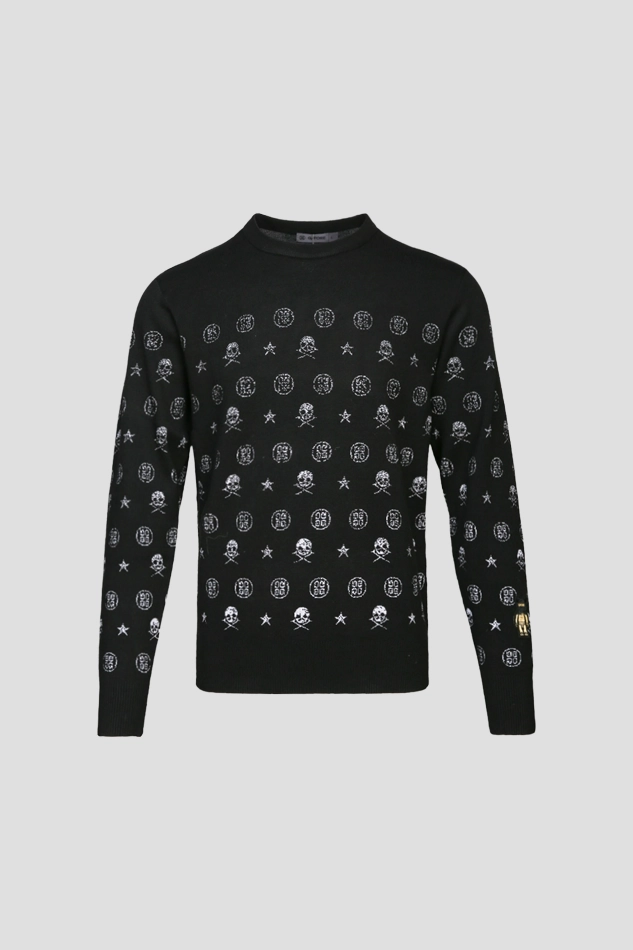 BEARBRICK PATTERN CREWNECK UNISEX-BLACK