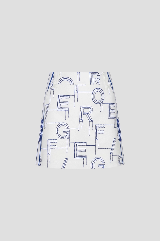 PATTERNED SEERSUCKER SKIRT WOMEN-WHITE