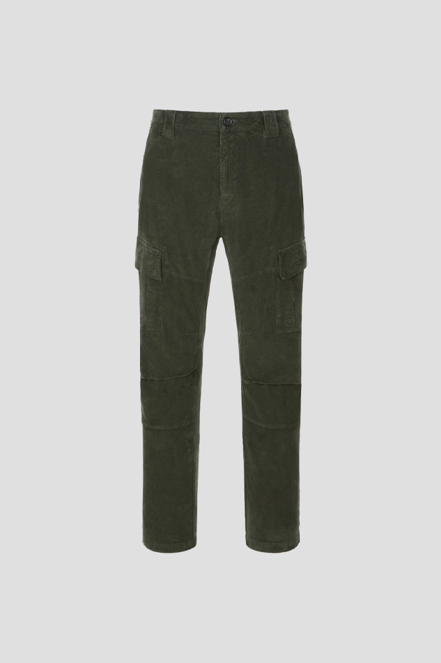 CORDUROY SLIM CARGO PANTS MEN-DEEPGREEN