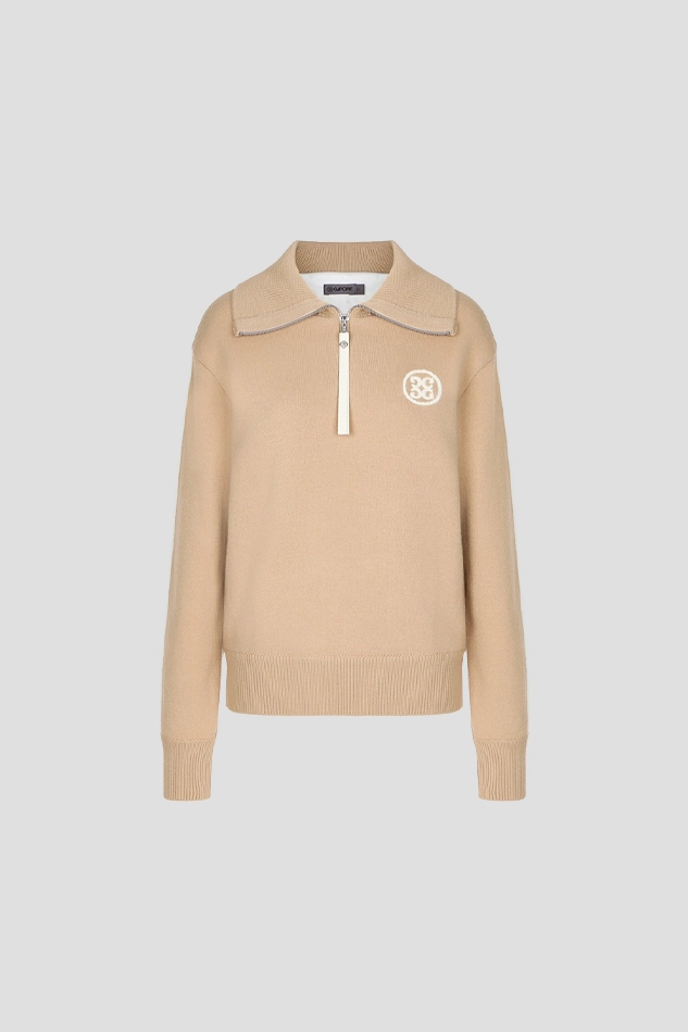 QUARTER ZIP WINDPROOF WOMEN-KHAKI