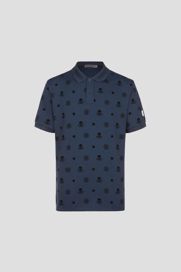 FLOCKING PRINTED POLO MEN-NAVY