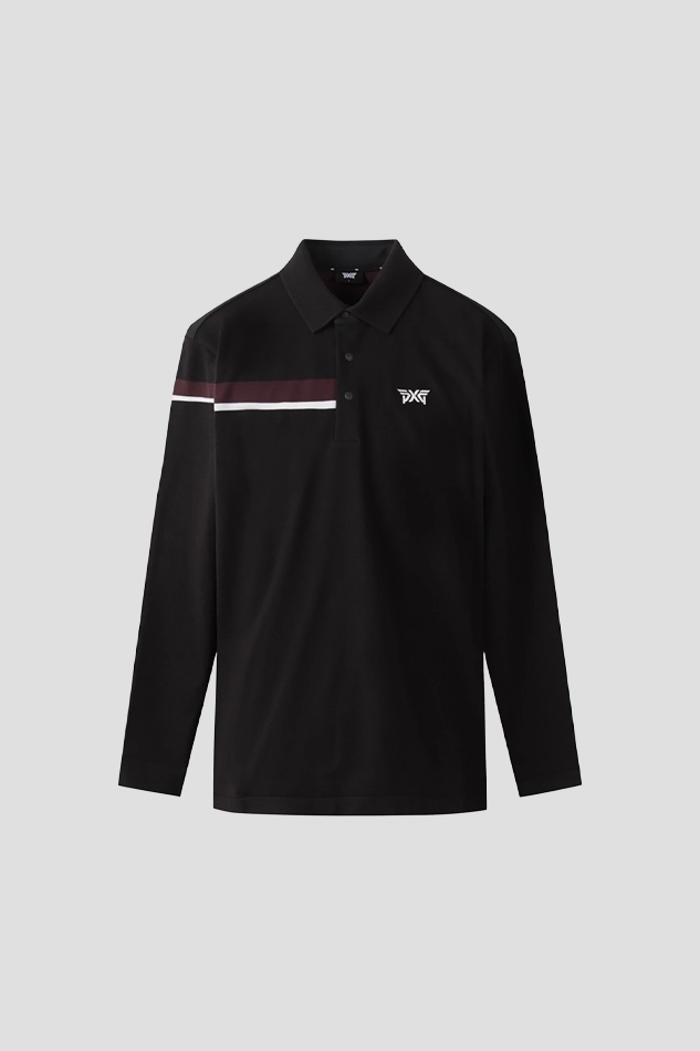 KNIT HYBRID COLLAR LONG SLEEVE-BLACK