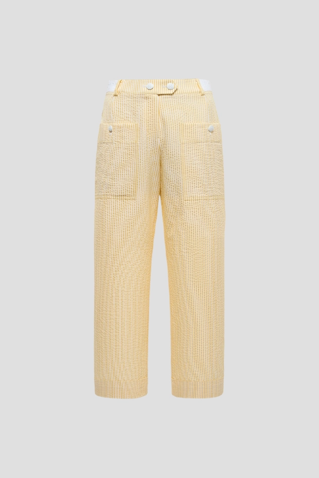 STRIPED POCKET PANTS WOMEN-YELLOW