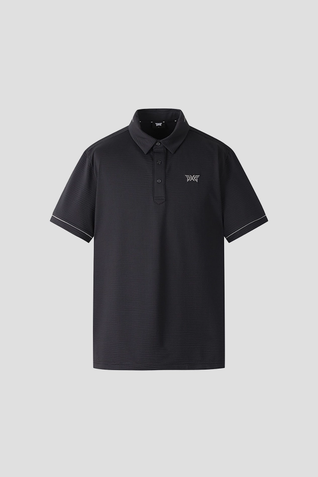 NEW FABRIC COLLAR SHORT SLEEVE-BLACK